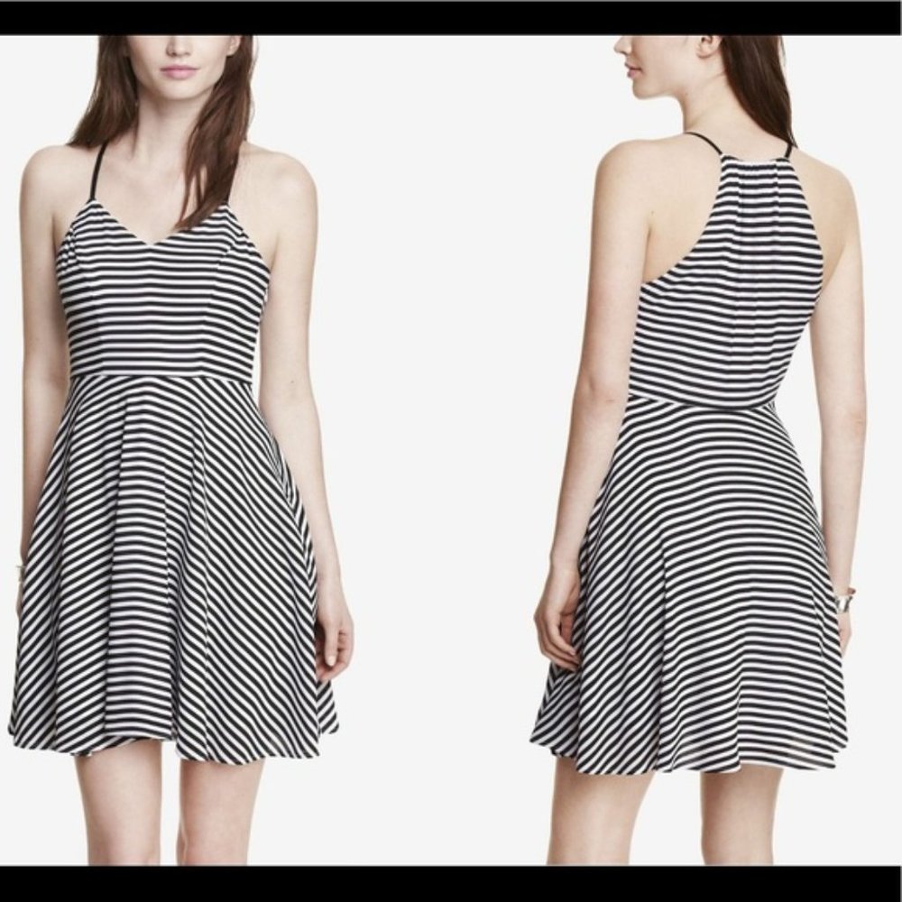 NWOT Express fit and flair striped dress size 0